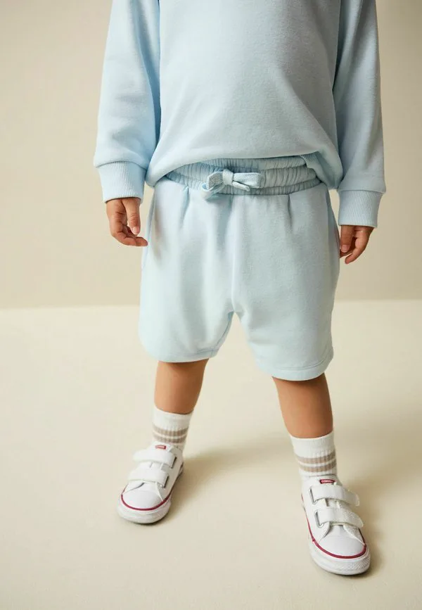 Однотонный спортивный костюм с круглым вырезом и однотонной отделкой. Next, Light Blue — фото 2
