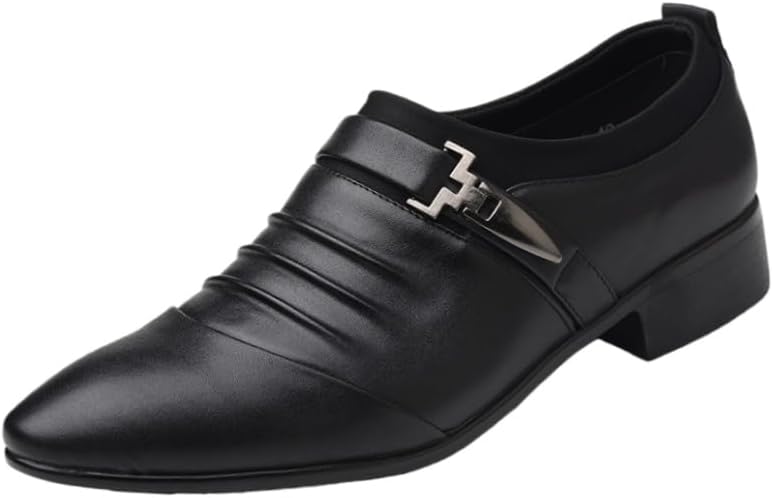 

Мужские модные кожаные туфли - простые и повседневные, доступны в больших размерах, подходят для повседневной носки на работу и поездок Fusecottc, черный