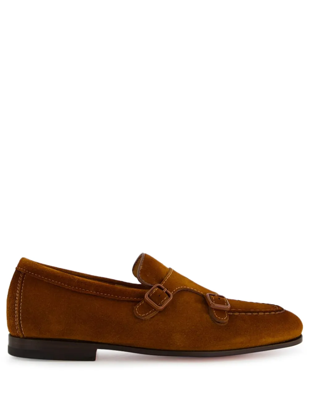 

Замшевые лоферы с двумя пряжками Santoni, коричневый