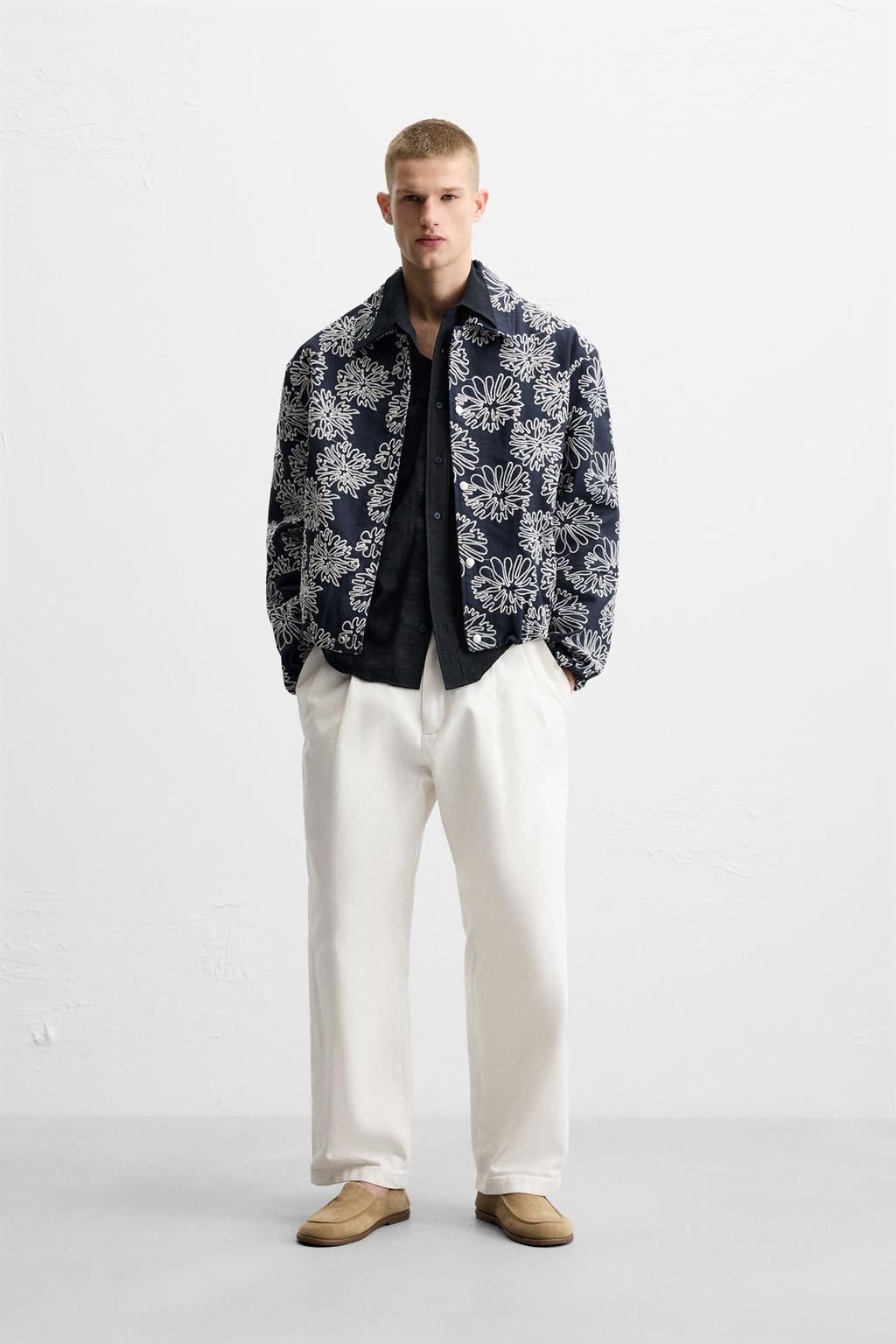 

Жакет с цветочной вышивкой ZARA, цвет Blue/White