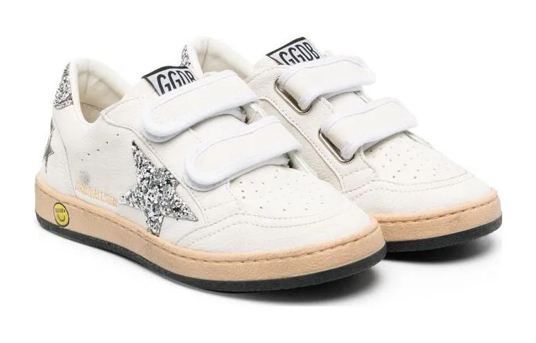 Кроссовки детские с блестками Golden Goose бело-серебристые — фото 4