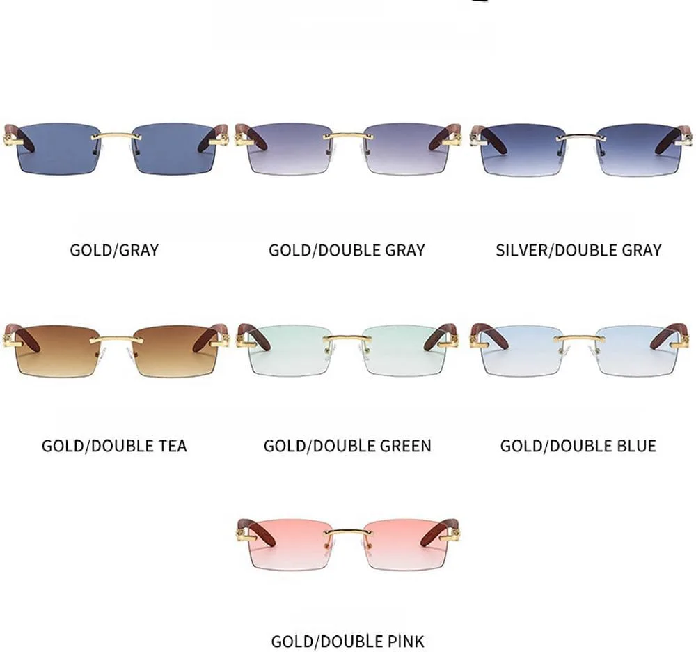 

Мужские солнцезащитные очки в стиле ретро без оправы, маленькие женские солнцезащитные очки для активного отдыха, очки с защитой от УФ-излучения UV400 TKKTLLT, Tea