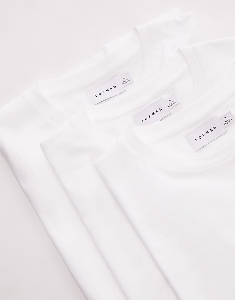 

Topman – Essential – Набор из 3 белых футболок стандартного кроя