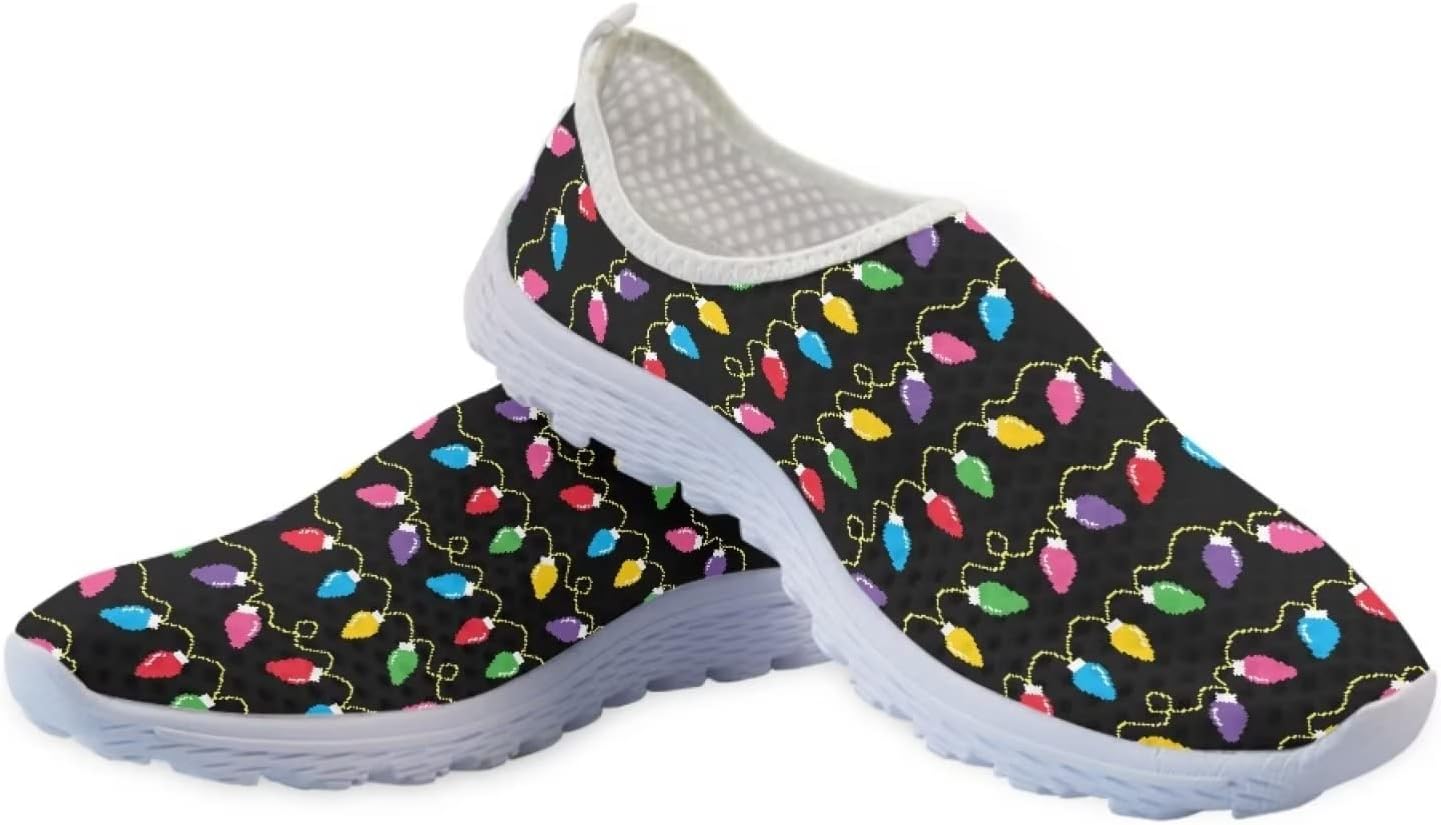 

Кеды Belidome Slip On Clipper для женщин и мужчин, повседневная комфортная обувь для ходьбы и бега, Christmas Light