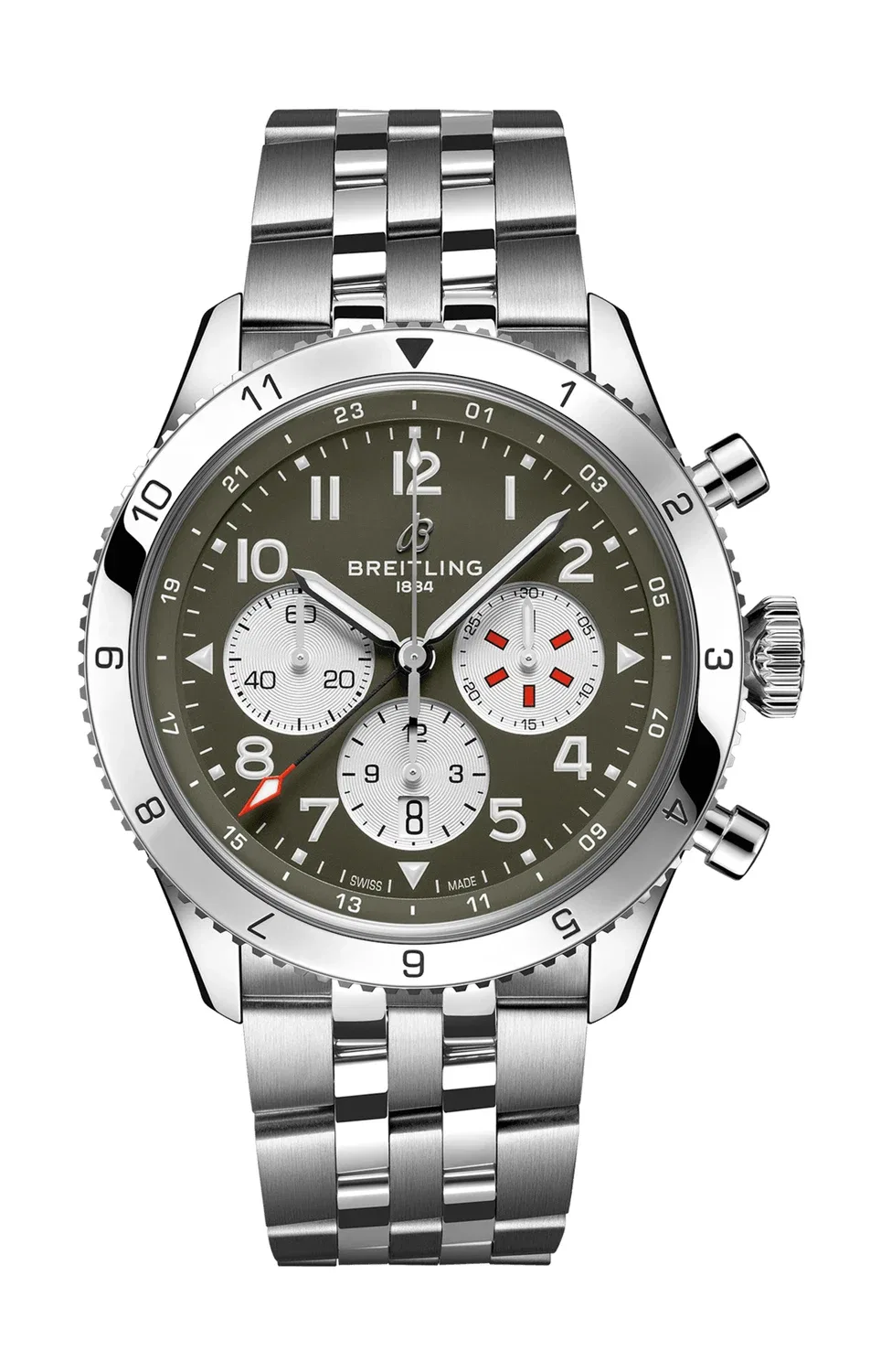 SUPER AVI B04 ХРОНОГРАФ GMT 46 CURTISS WARHAWK - AB04452A1L1A1 BREITLING, серебряный