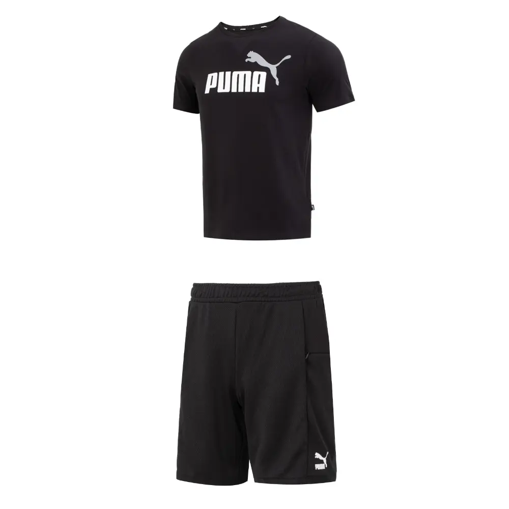 

Повседневный спортивный мужской комплект черный топ и черные шорты Puma, черный
