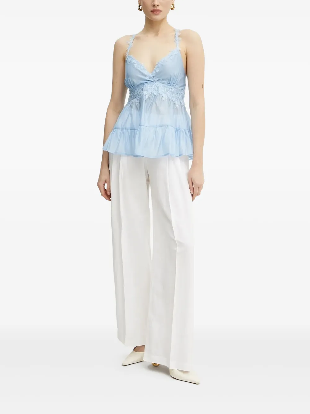 

Ярусный топ с кружевом Ermanno Scervino, синий