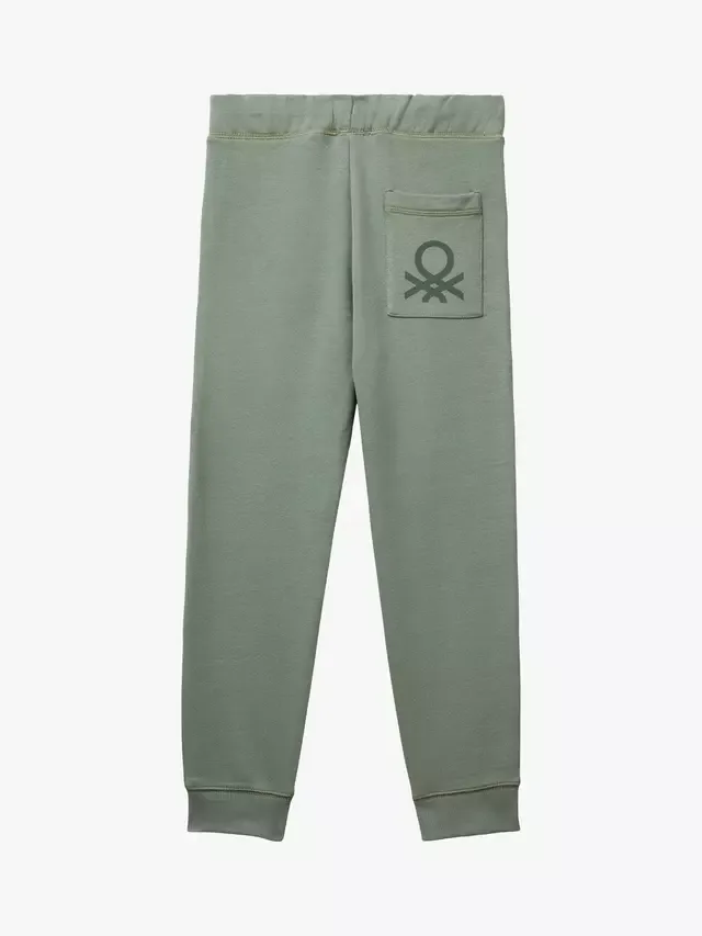 Детские флисовые спортивные штаны, зеленые Benetton — фото 2