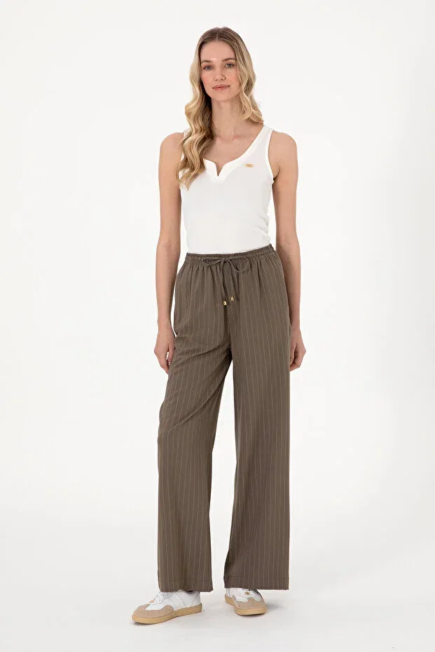 Женские широкие брюки из ткани с принтом U.S. Polo Assn., Taupe