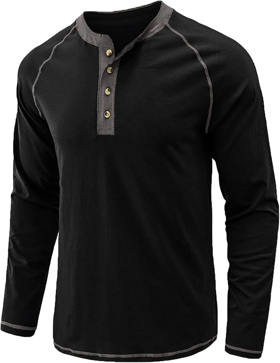 Мужская легкая толстовка с четвертью пуговиц Slim Fit, Black