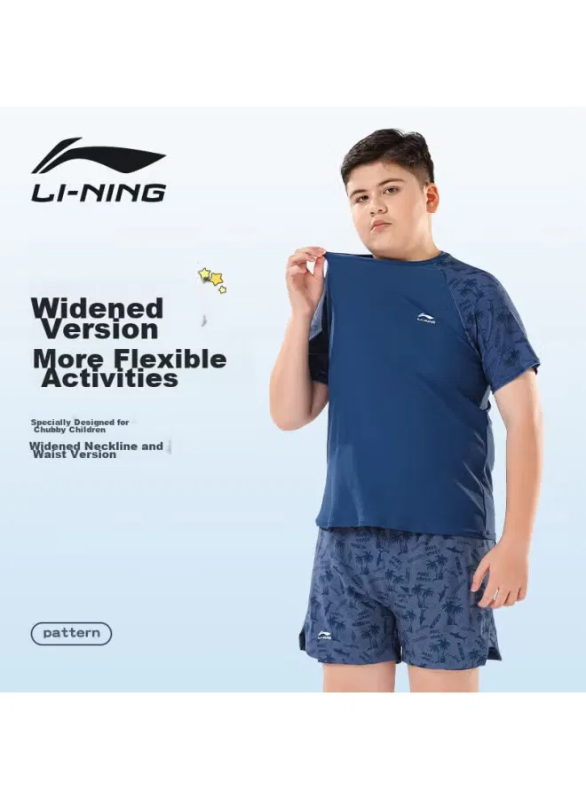 Комплект плавок для мальчиков 8821 Li-Ning, серо-синий — фото 3