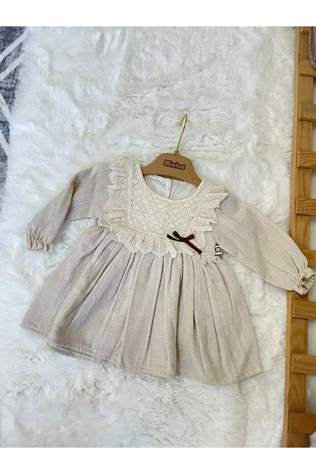 Детское платье для девочек хлопковое Coco Kids, Beige — фото 3