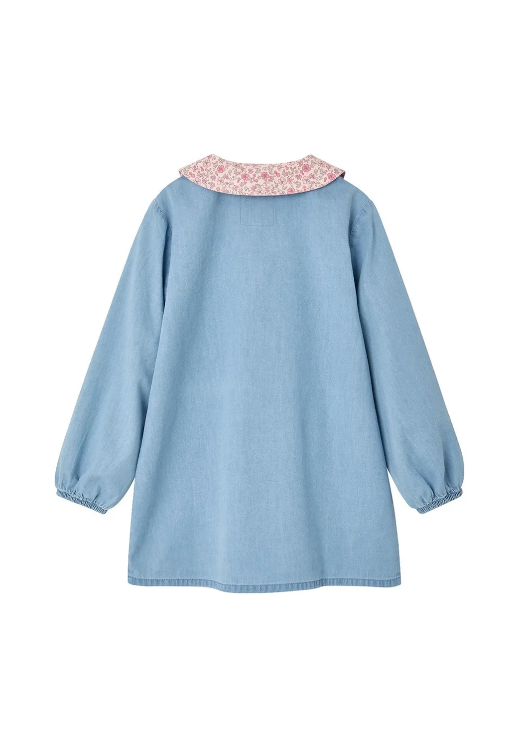Mädchen malkittel mit bubikragen chambray - джинсовое платье Vertbaudet, Jeansblau — фото 3
