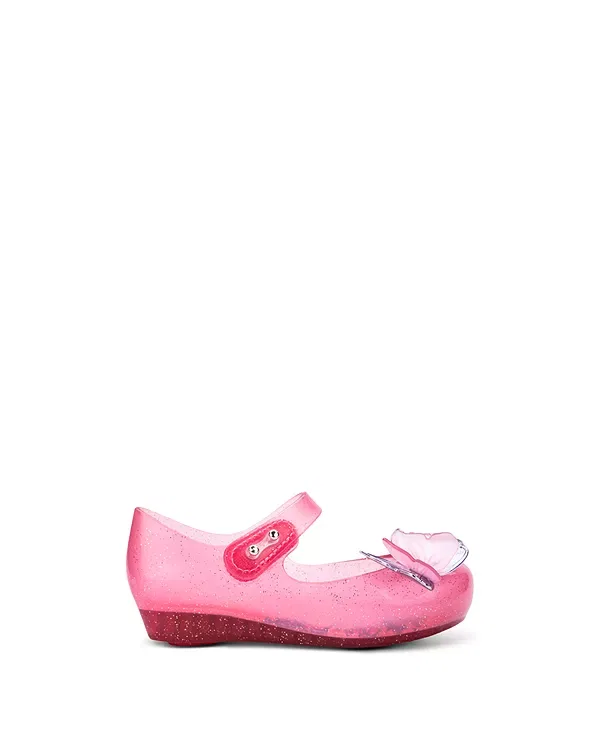 Детские балетки для девочек с ремешком Mini Melissa, Glitter Pink — фото 4