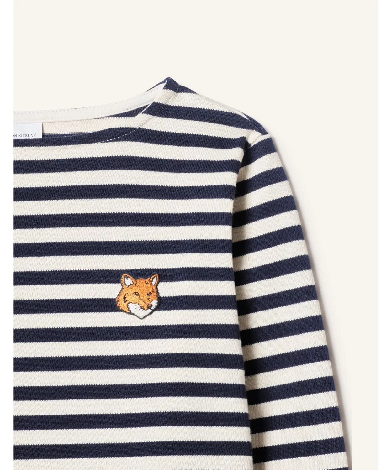 Детская футболка с длинным рукавомс принтом FOX HEAD KID LONG SLEEVES NAVY TEE Maison Kitsune, White/Navy — фото 4