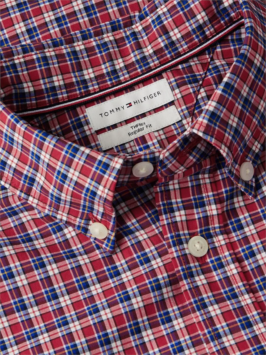 Рубашка на пуговицах TOMMY HILFIGER Regular fit 'Flex' красного цвета — фото 4