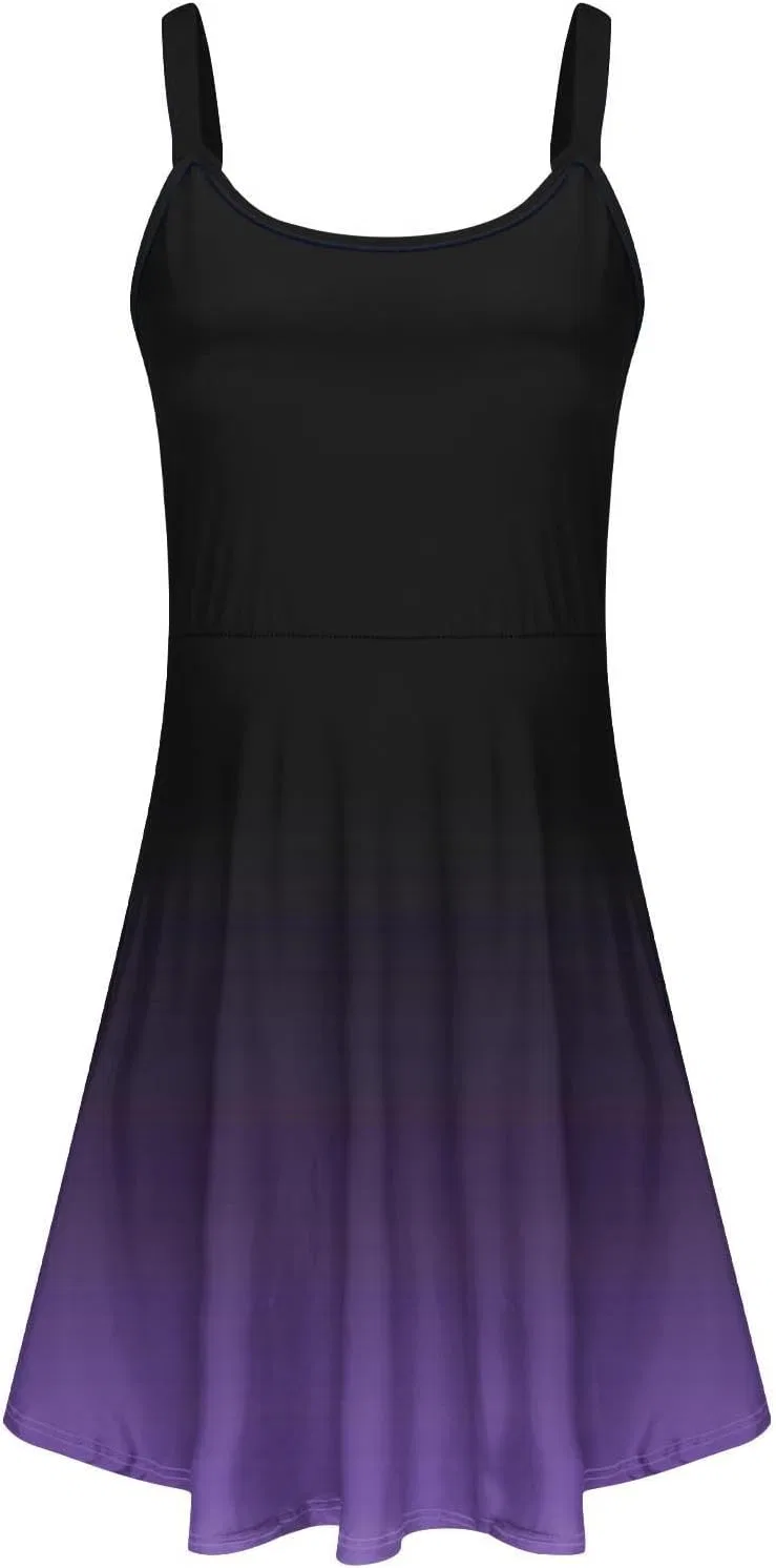 Женское летнее платье на бретелях A-силуэта, Purple — фото 4