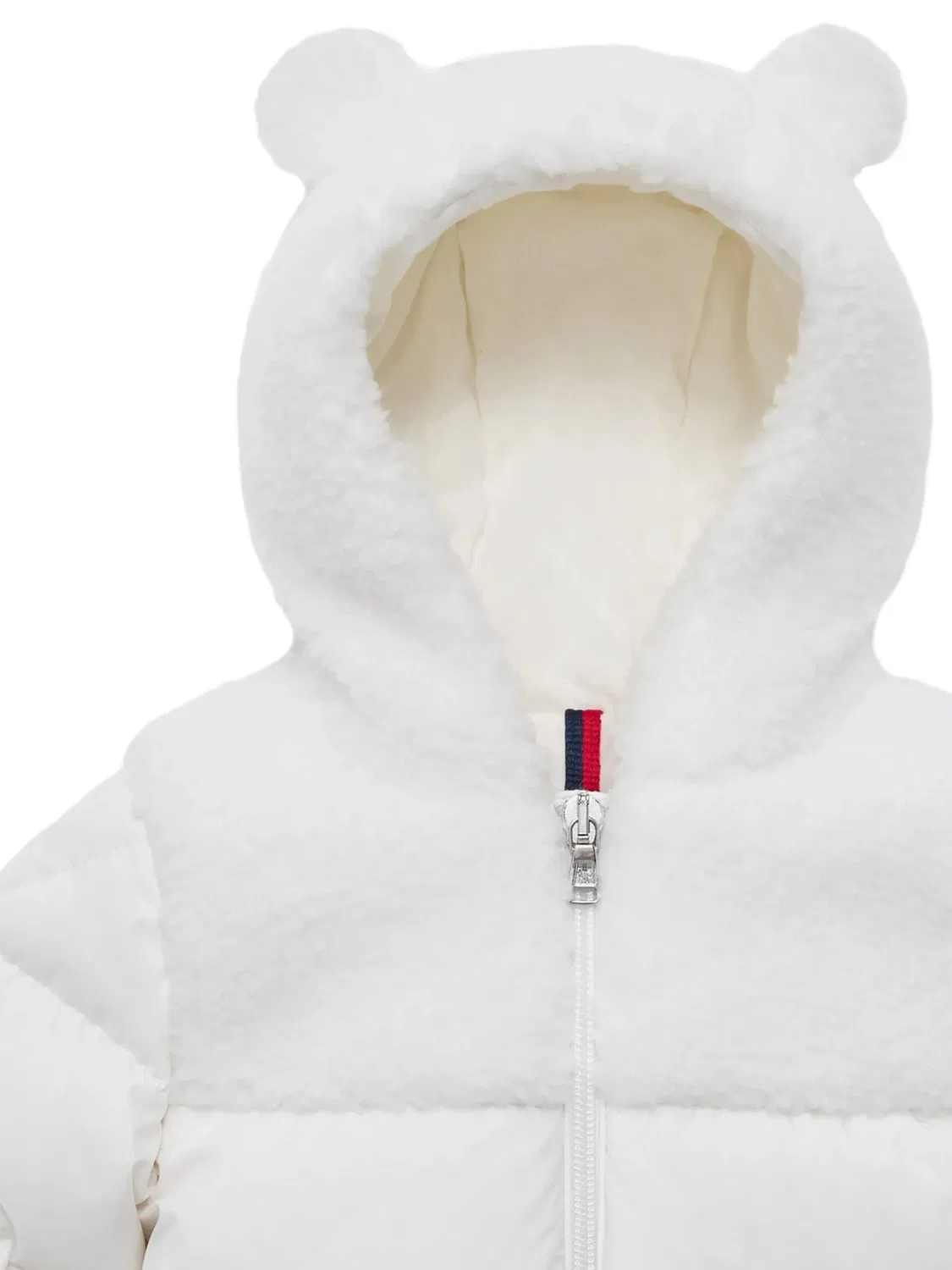 Дутый комбинезон из шерпы Moncler Enfant, белый — фото 4