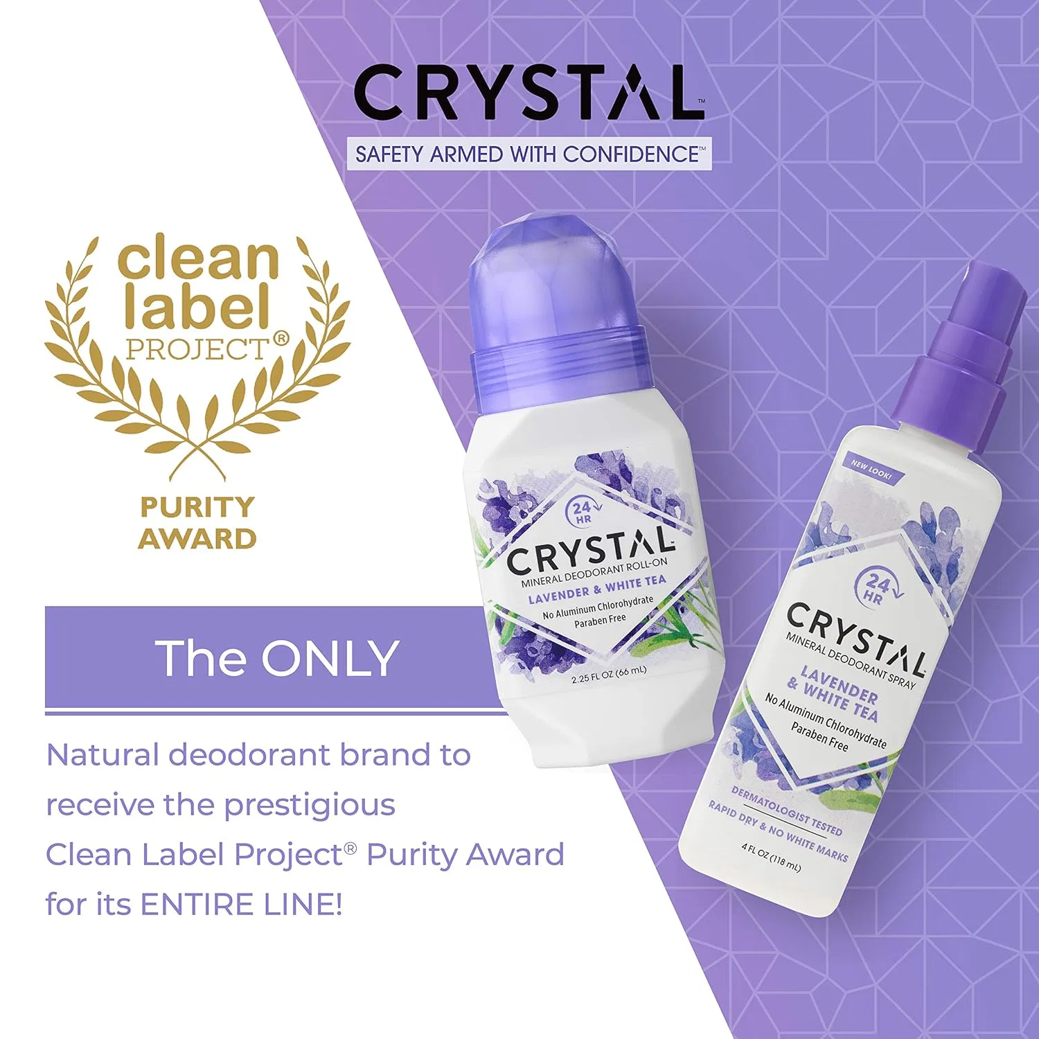 Дезодорант-ролик Crystal Essence Mineral, Лаванда и Белый чай, 3 шт по 65 мл — фото 3
