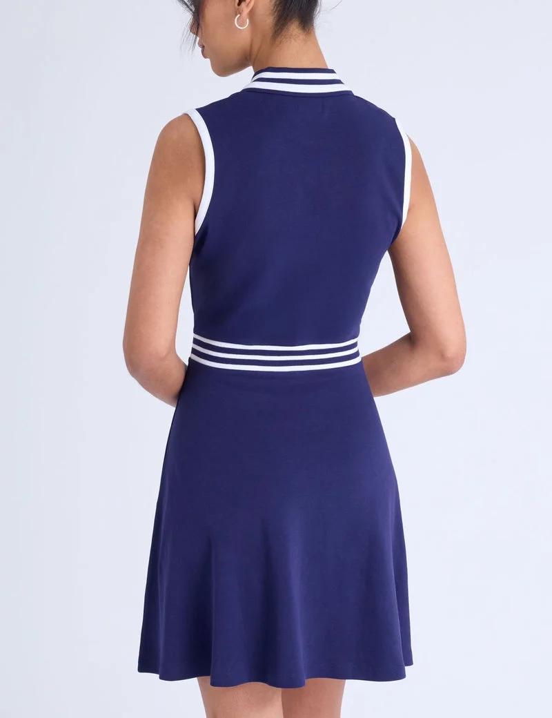 Женское платье U.S. Polo Assn. Sleeveless Zip Placket Fit & Flare Polo, темно-синий — фото 2