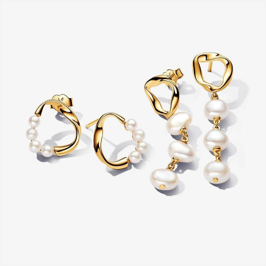 

Набор сережек Pandora Essence Organically Shaped Pearl Circle, золото