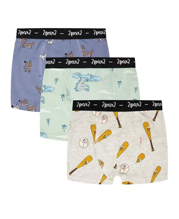 Детский комплект боксеров для мальчиков с принтом Starry Night Deux Par Deux, Beige Printed Trucks