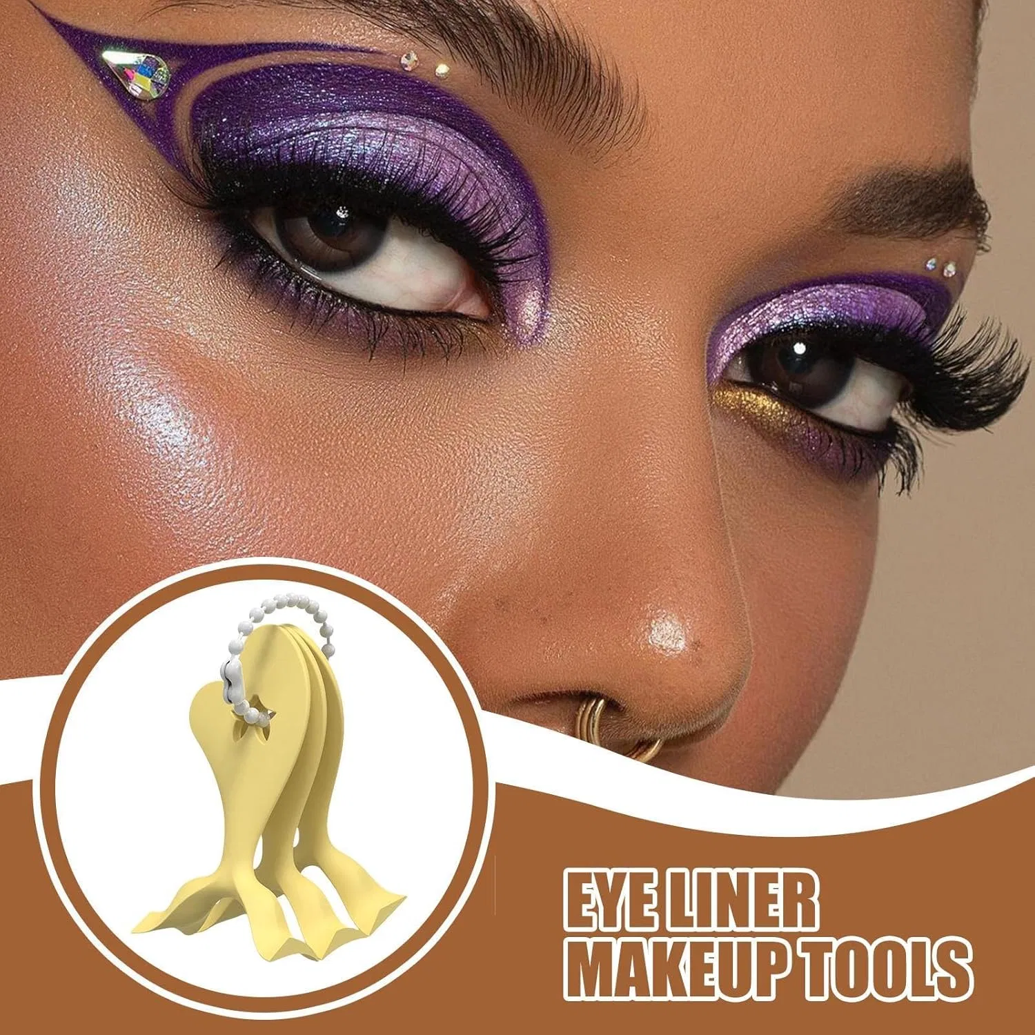 Подводка для глаз трафарет набор 3 шт силиконовый желтый — фото 2