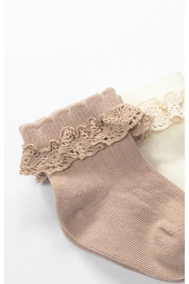 Детский комплект носков для девочек хлопковый Bistyle, Brown Cream — фото 4