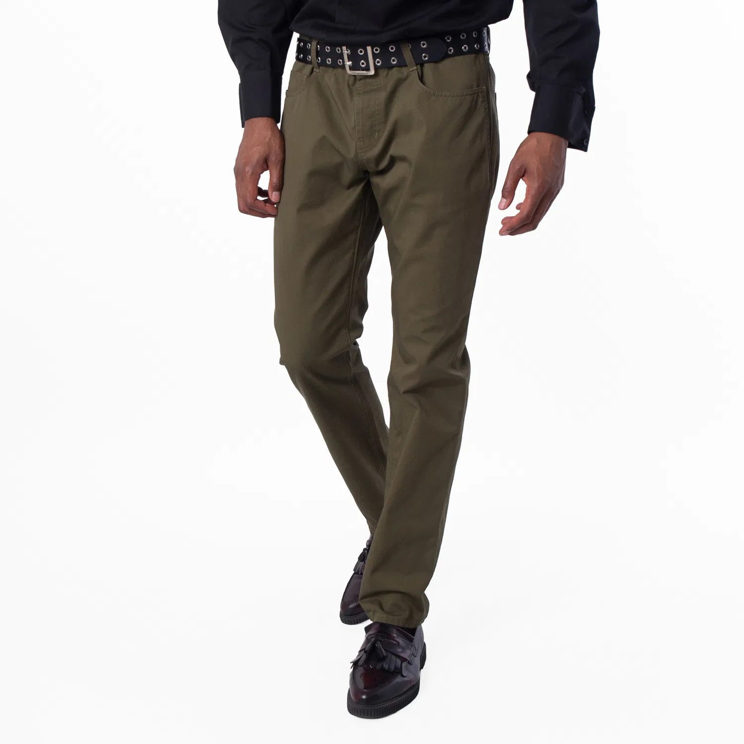 Брюки свободного кроя Relaxed Slim Cotton Pants Saint Laurent, Green — фото 3