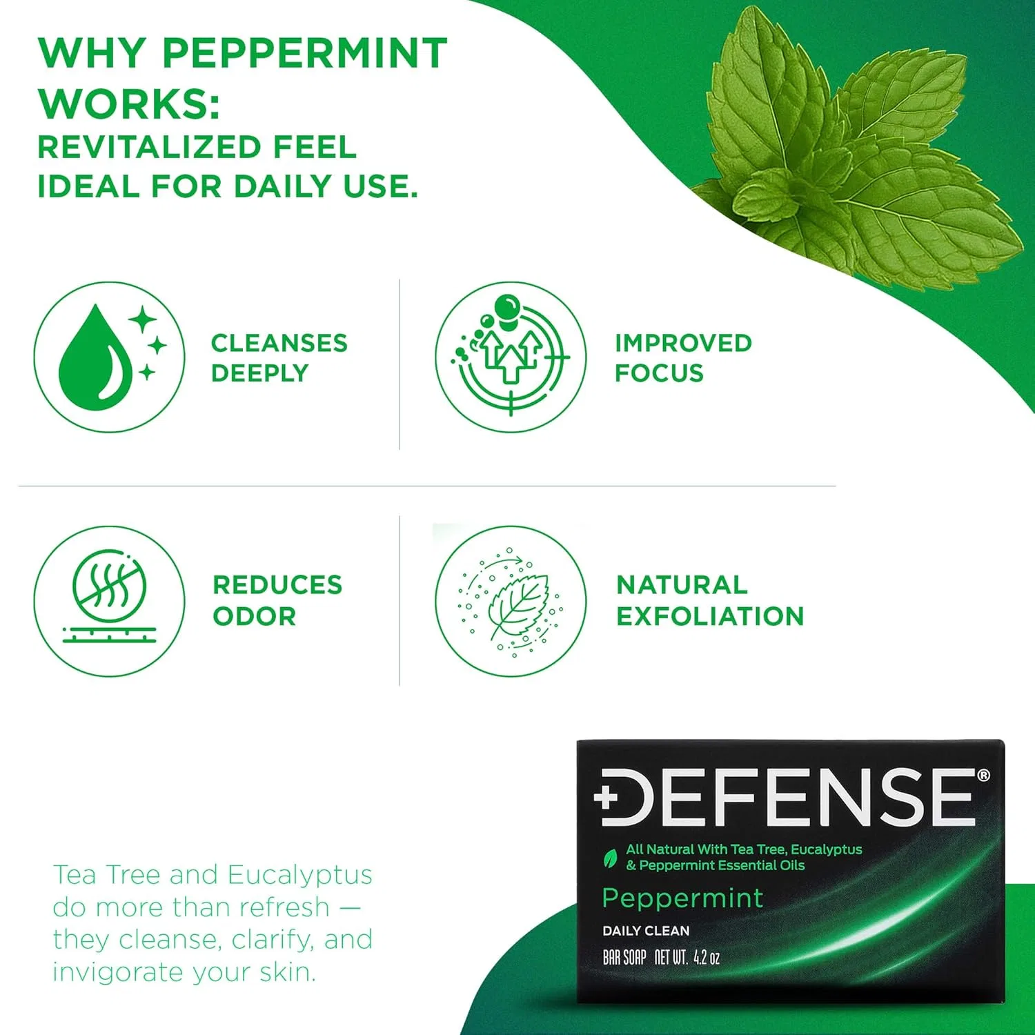 Мыло твердое Peppermint, Defense Soap, 250 г — фото 4