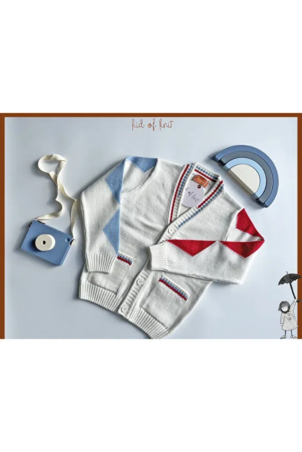 Детский кардиган с геометрическим принтом Kid Of Knit, Multicolored
