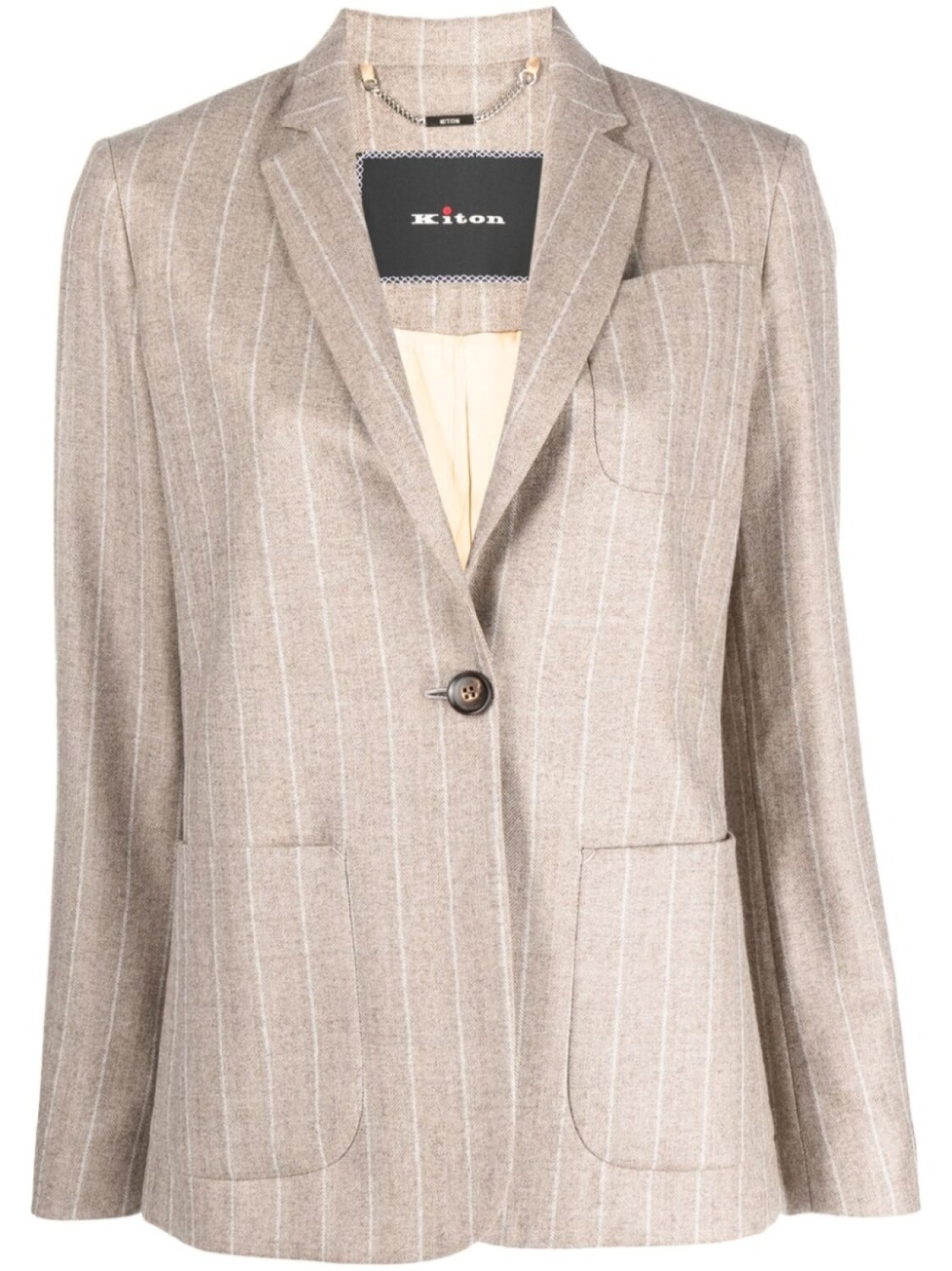 

Однобортный блейзер в тонкую полоску Kiton, бежевый