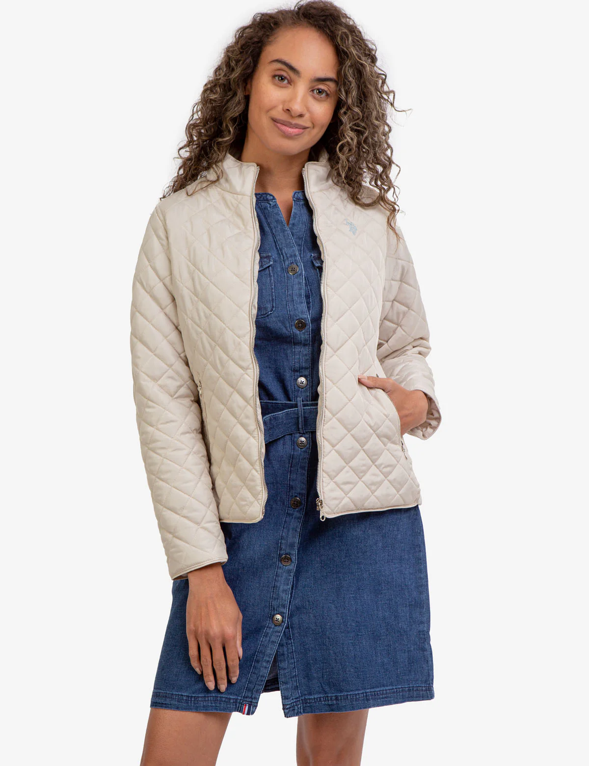 

Куртка U.S. Polo Assn Quilted Side Knit Moto, бежевый