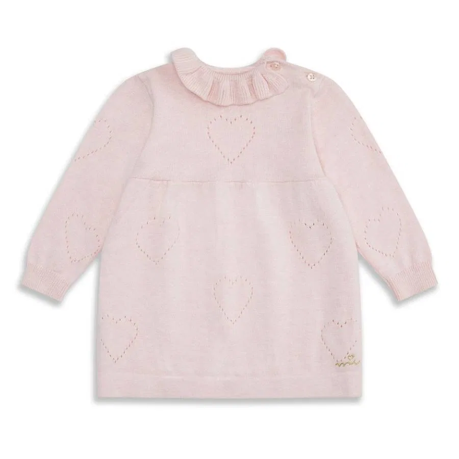 Платье детское трикотажное с сердечками Infant Knitted Heart Dress Marie Chantal, Pink