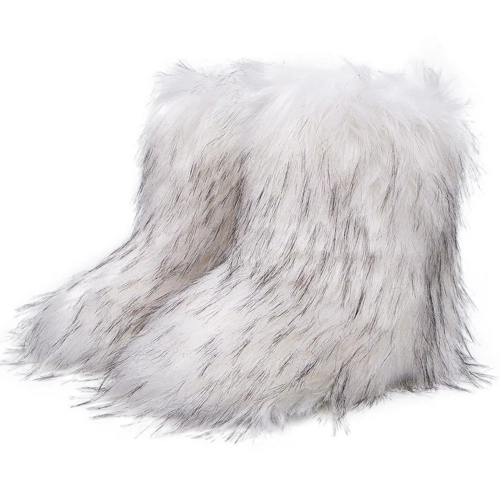 Детские ботинки для девочек на меху Y2k Girls Faux Fur Boots Baokuan, White ‎Baokuan