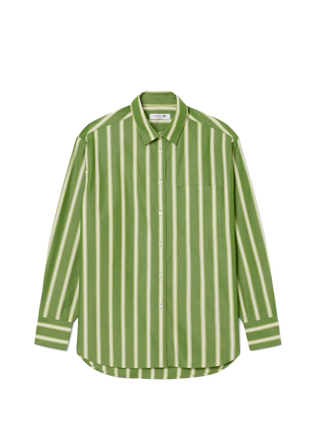 Рубашка Lacoste Oversize Fit, зеленая, с узором оверсайз и заниженной линией плеча