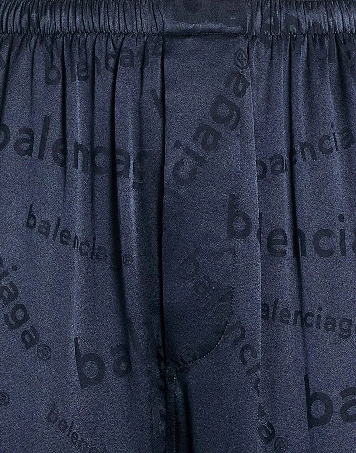 Женские пижамные брюки из шелка с принтом Balenciaga, темно-синий — фото 4