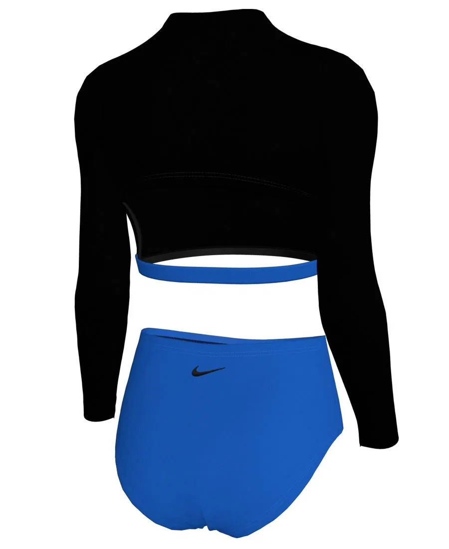 Комплект для плавания с длинным рукавом и высокой талией Nike, Black/Blue — фото 2