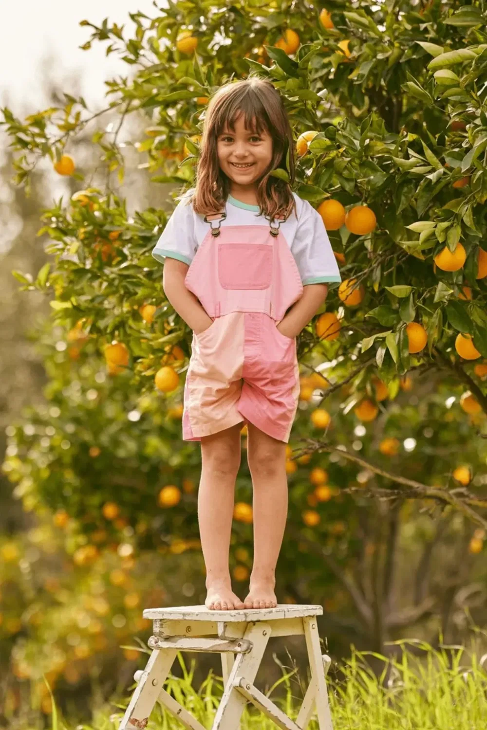 Детские шорты цветблок Dotty Dungarees, Pink — фото 3