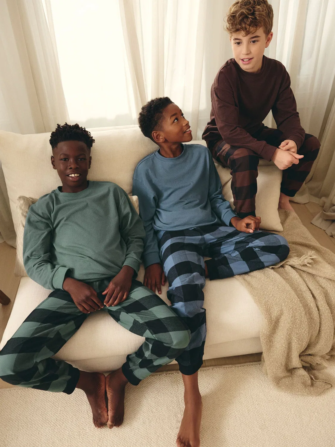 Пижама 3 предмета, Woven Check Next, синий/зеленый/коричневый — фото 2