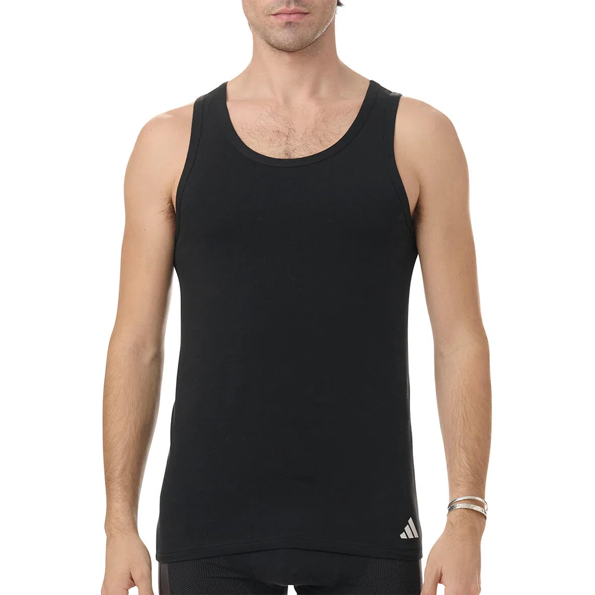 Мужская хлопковая майка-алкоголичка adidas Tanktop, Черный — фото 2