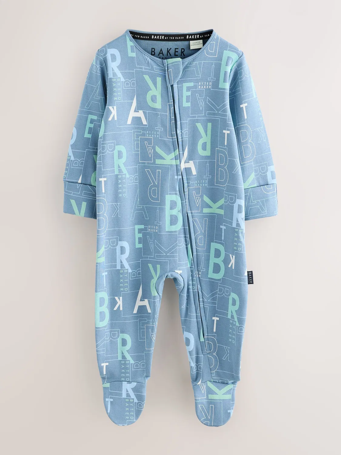 Комплект боди и ползунков Baker by Ted Baker 3 Pack Sleepsuits, синий/зеленый — фото 3