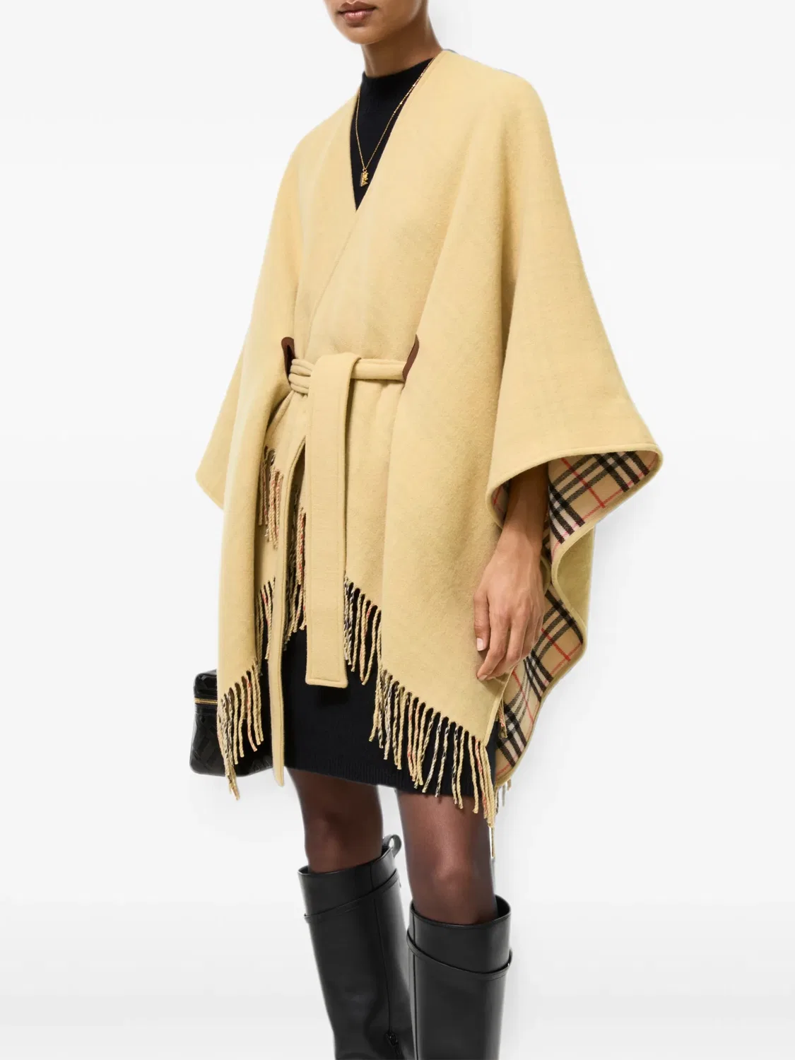 Шерстяной кейп Tay Burberry, нейтральные цвета — фото 2