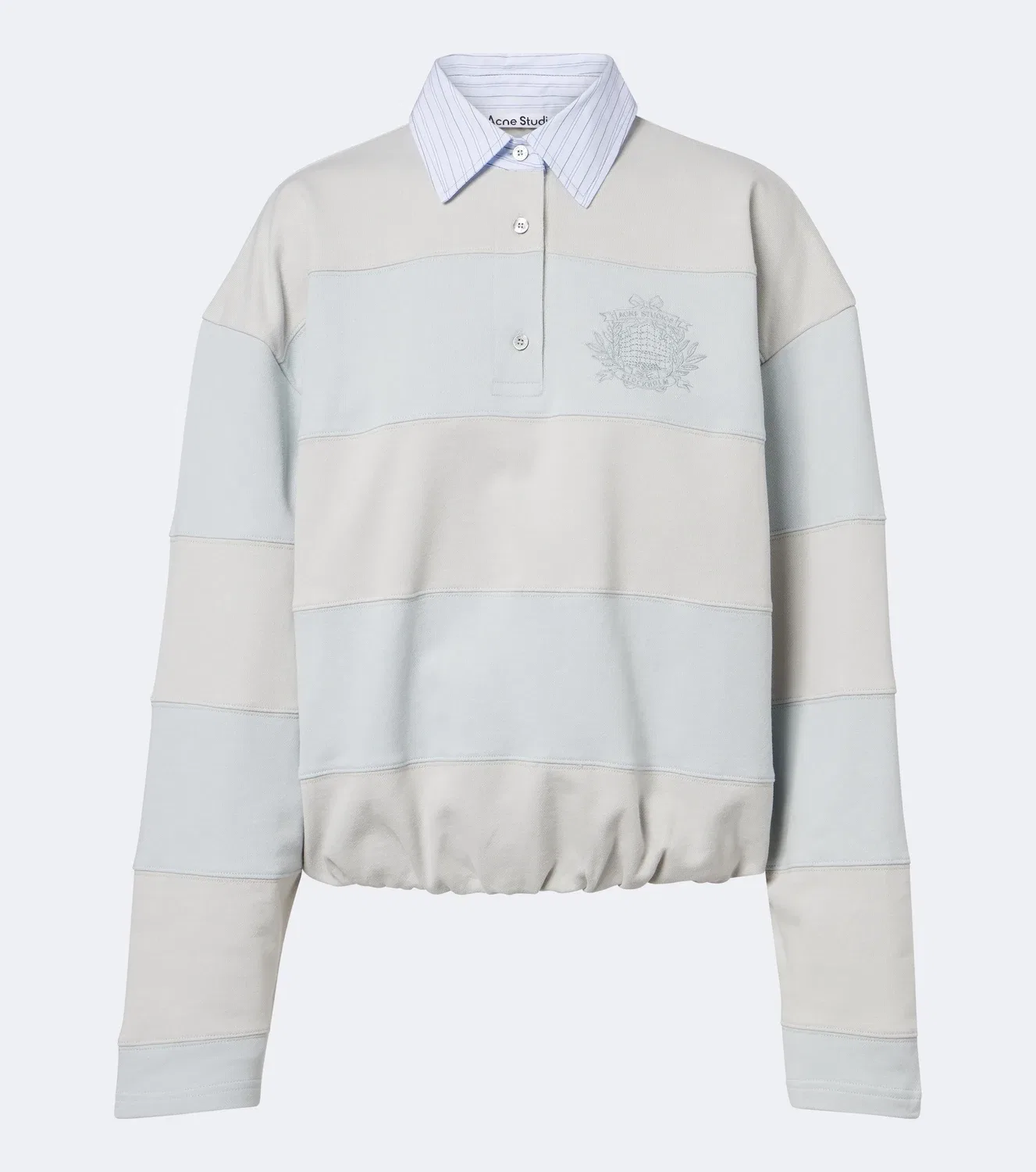 Поло с начесом из хлопковой ткани в полоску Acne Studios, синий