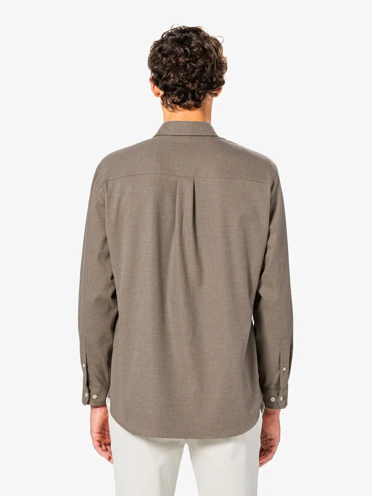 Рубашка с длинным рукавом фланелевая LACOSTE, Beige — фото 3