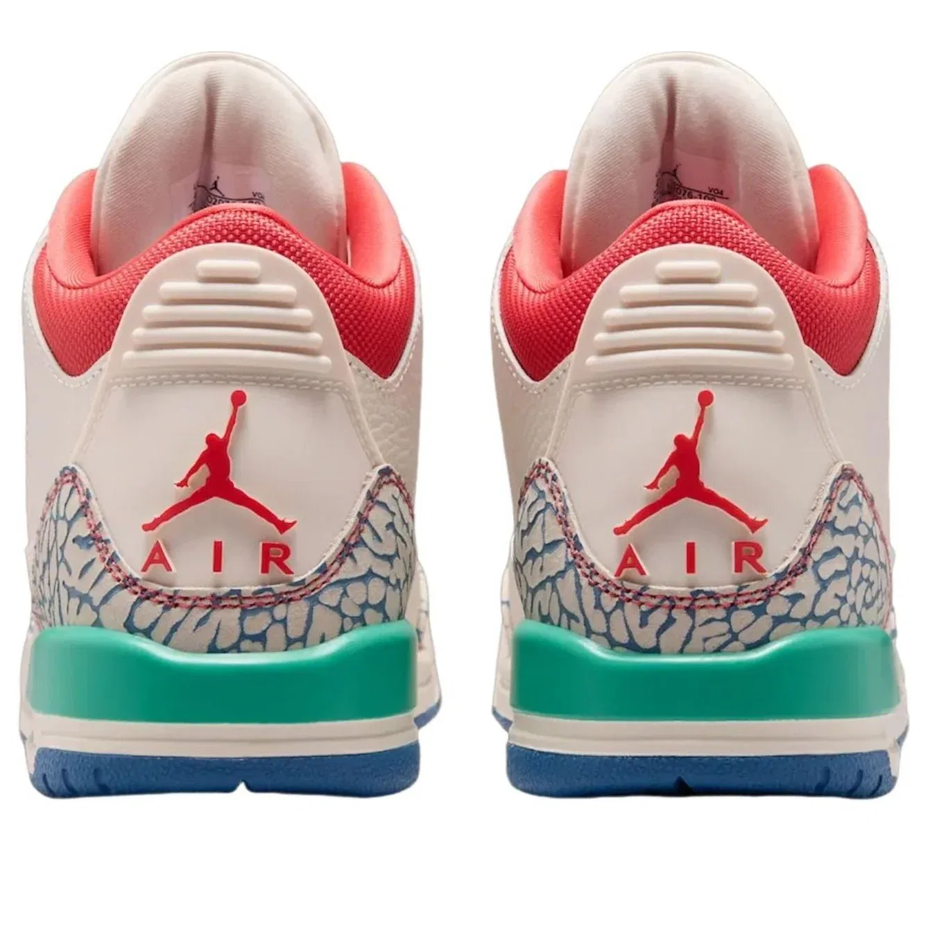 Детские кроссовки с кожаным верхом Air Jordan 3 Retro 'Chalk' Jordan, Chalk/Track Red/True Blue/Kinetic Green — фото 4