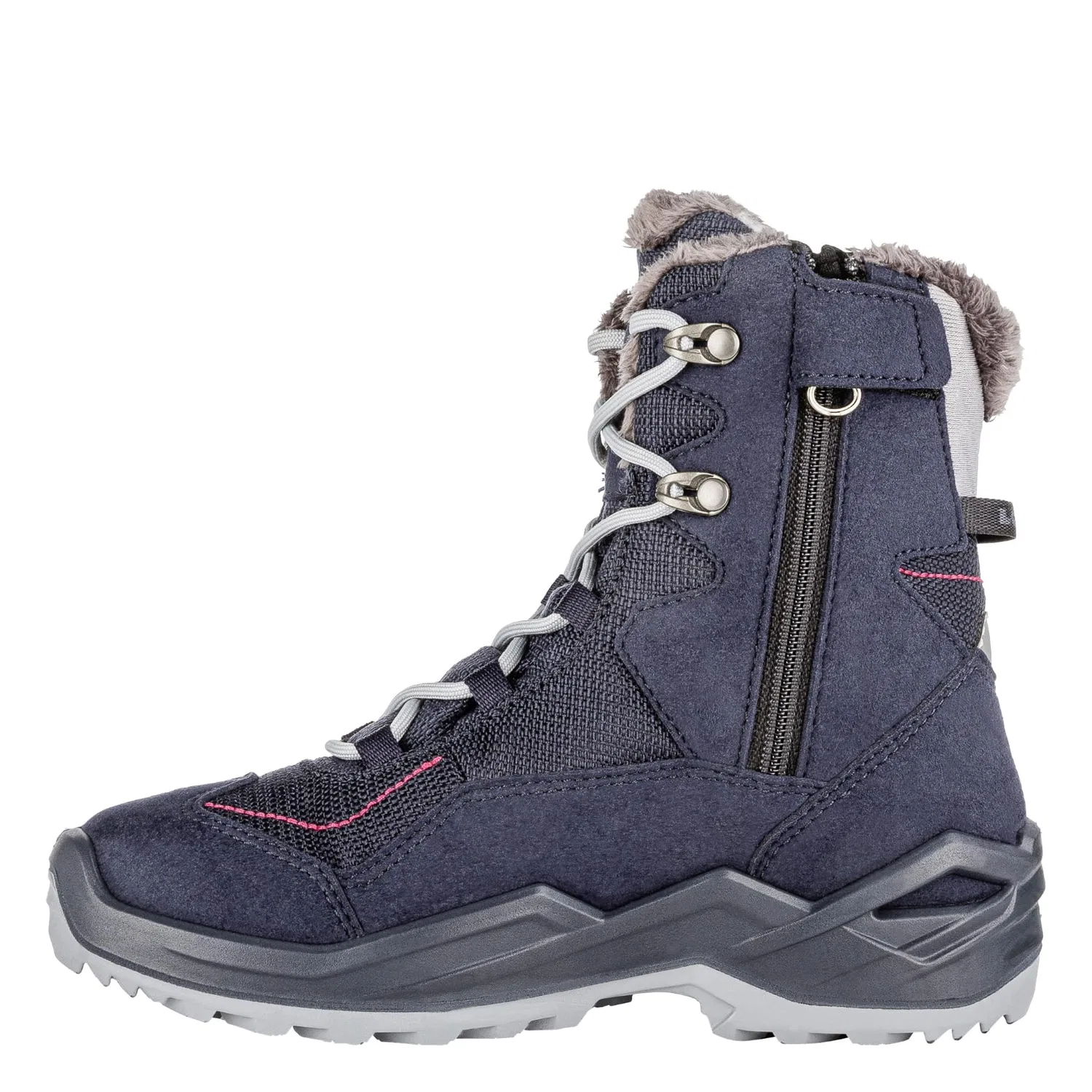 Детские зимние ботинки для мальчиков с мембраной Linen Gtx Hi Jr LOWA, Grape Cream — фото 3