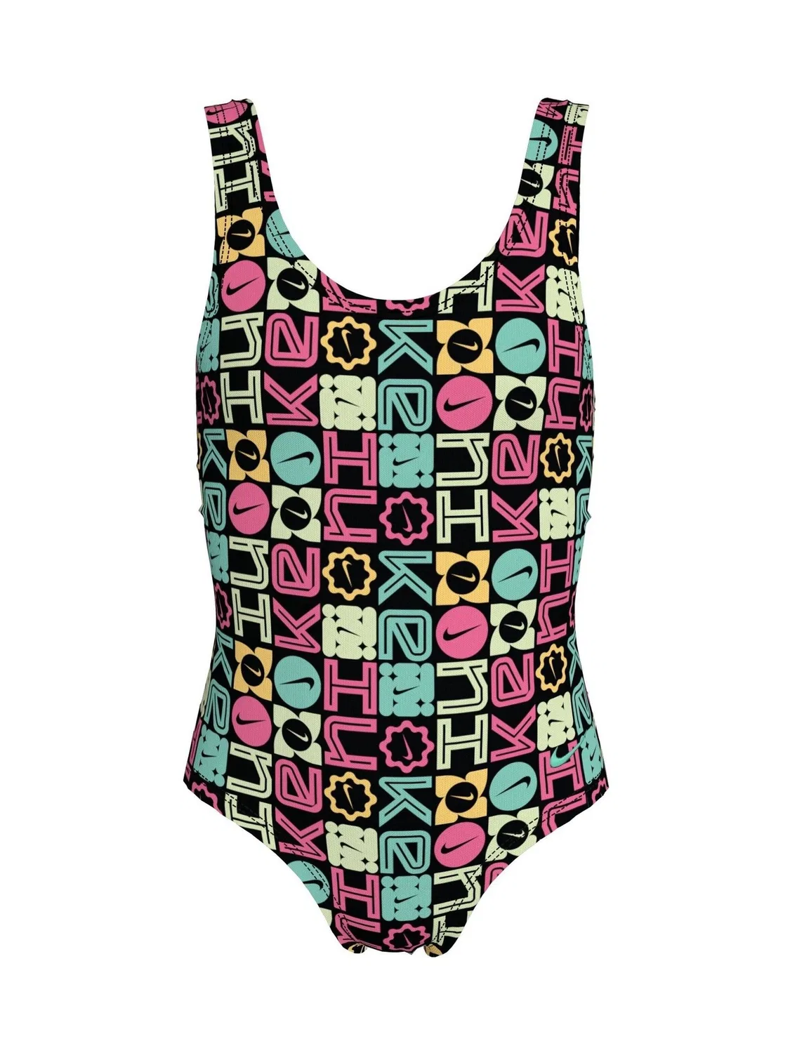 Купальник слитный Nike Logo Block, U-back, черный