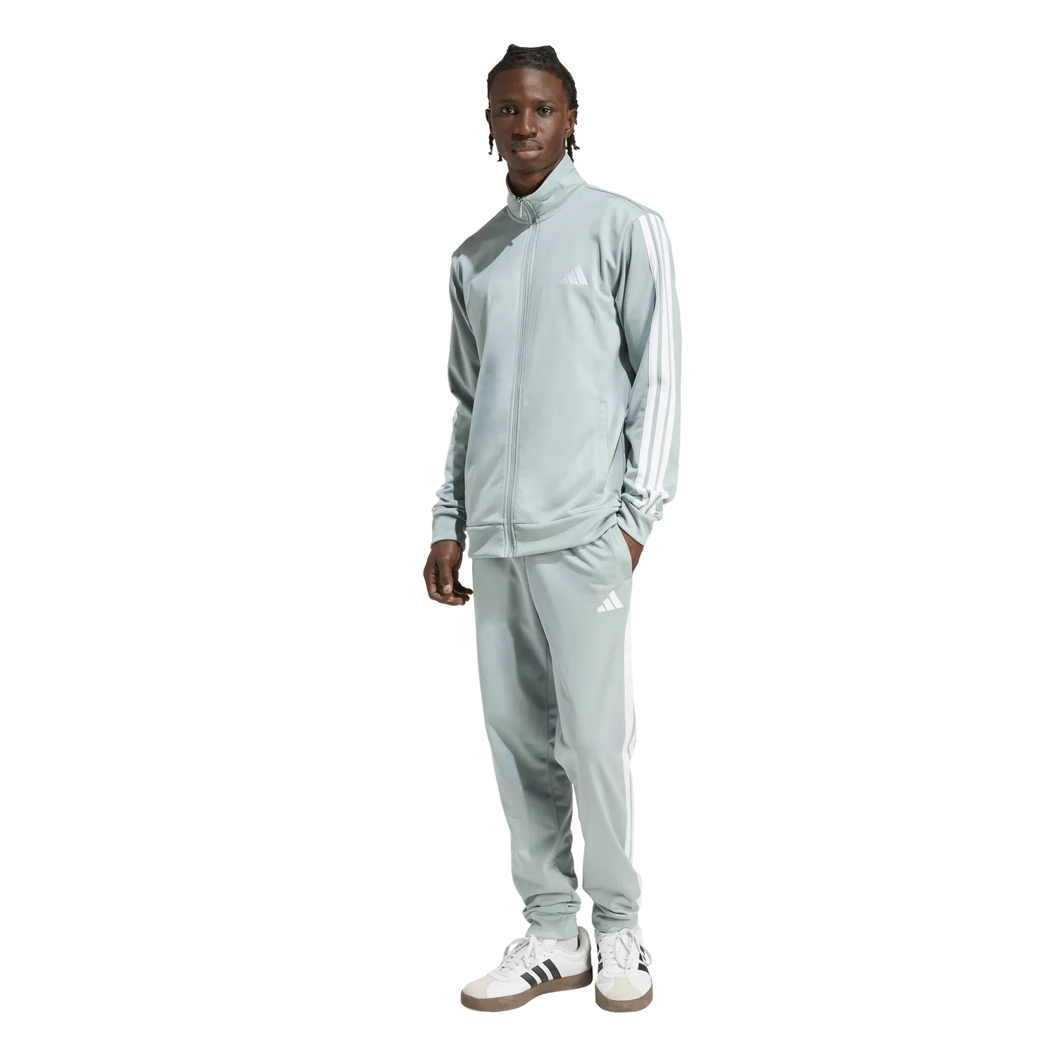 Мужской спортивный костюм с молнией Adidas, серый — фото 4