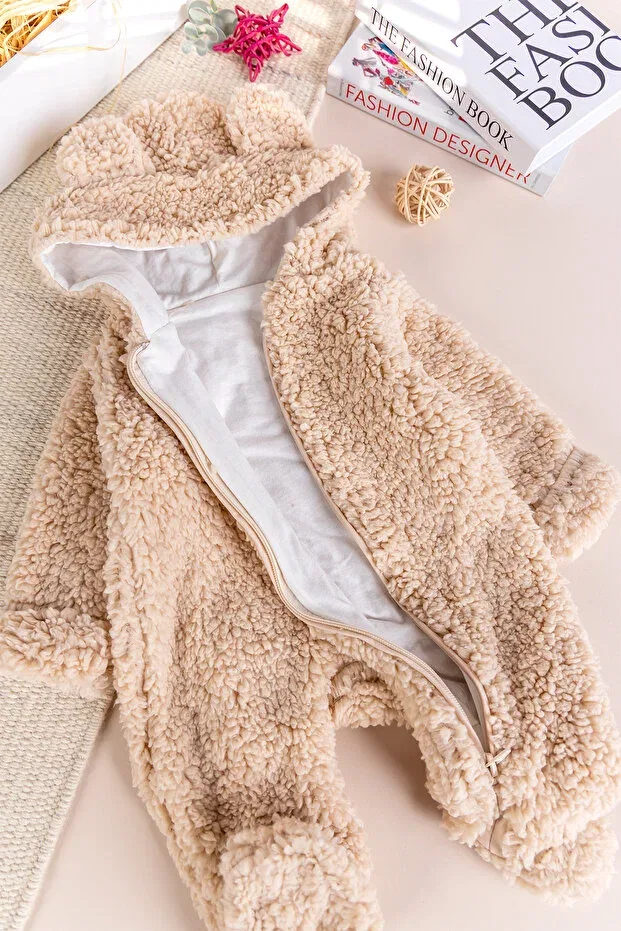 Детский комбинезон с капюшоном Welsoft Plush Winter Babymod, Beige — фото 2